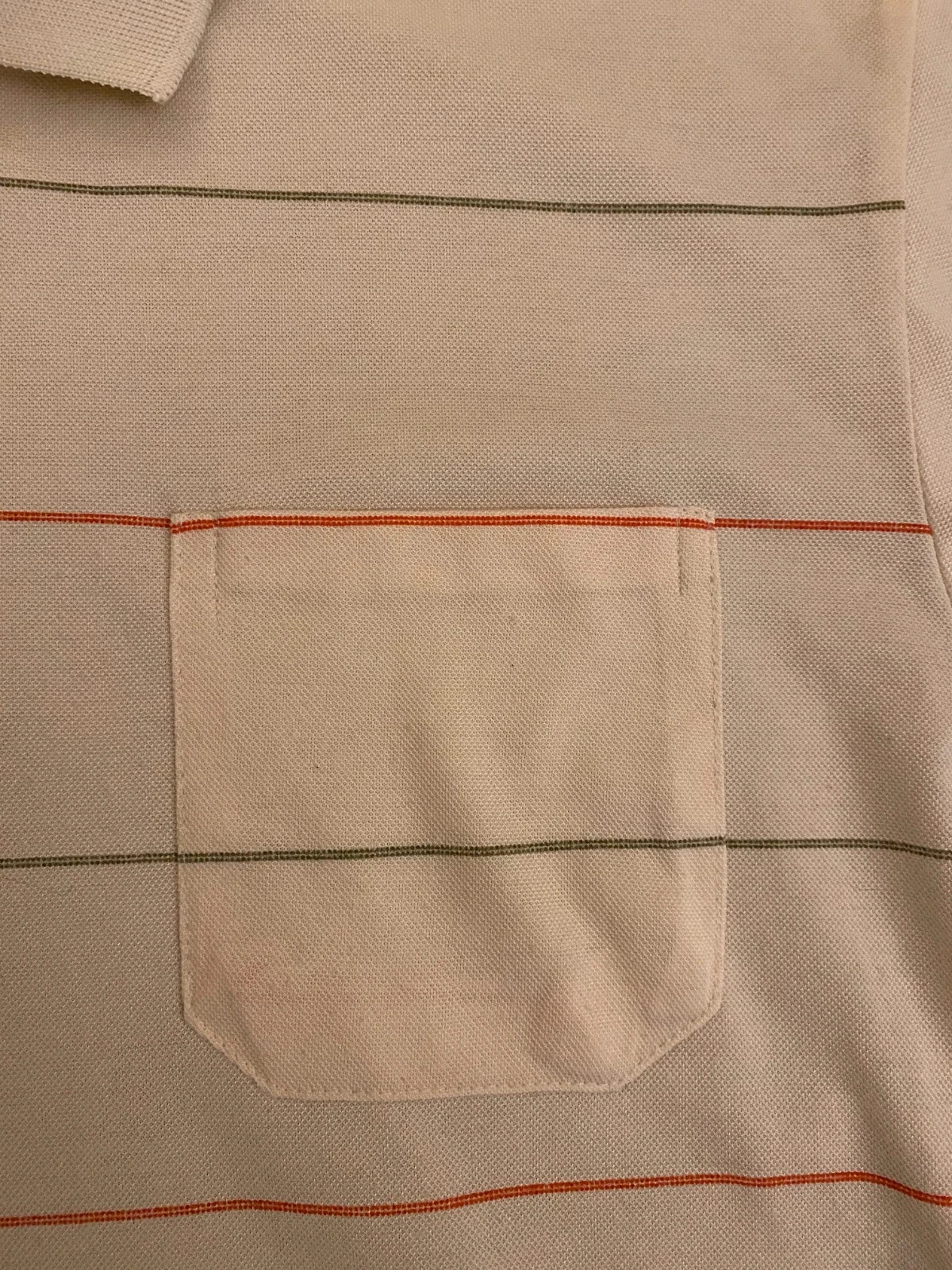 Polo blouse chemise vintage coton SW beige rayure orange unisexe homme XL leger oversize – photo 6